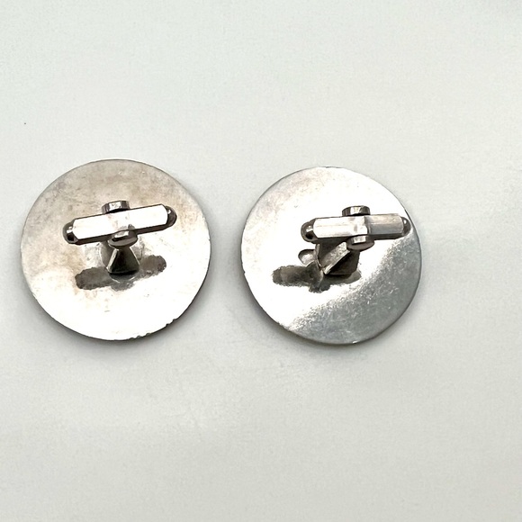 Equestrian Jockey Jump-Horse Round Silver Cuff Links. - Picture 4 of 4
